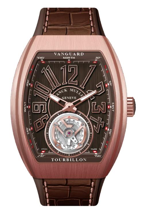 Best FRANCK MULLER Vanguard Tourbillon Brushed Rose Gold - Brown V 41 T (BN) (BR) (5N) (BN BN 5N BR) Replica Watch